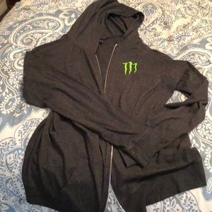 Monster Energy Zip Up Jacket Grey XL